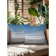 thumbnail image 2 of Waterproof Outdoor Throw Pillows with Inserts 16"x16" Set of 2, Blue Gray Soft Decorative Pillowcases for Couch Bedroom, Vintage Farmhouse Gradient Wooden Grain Art Pillow Covers for Sofa Living Room, 2 of 8