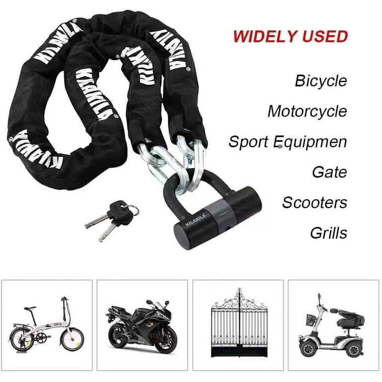 12mm Hardened Steel Chain Lock KILAKILA Heavy Duty Bike Chain Lock ...
