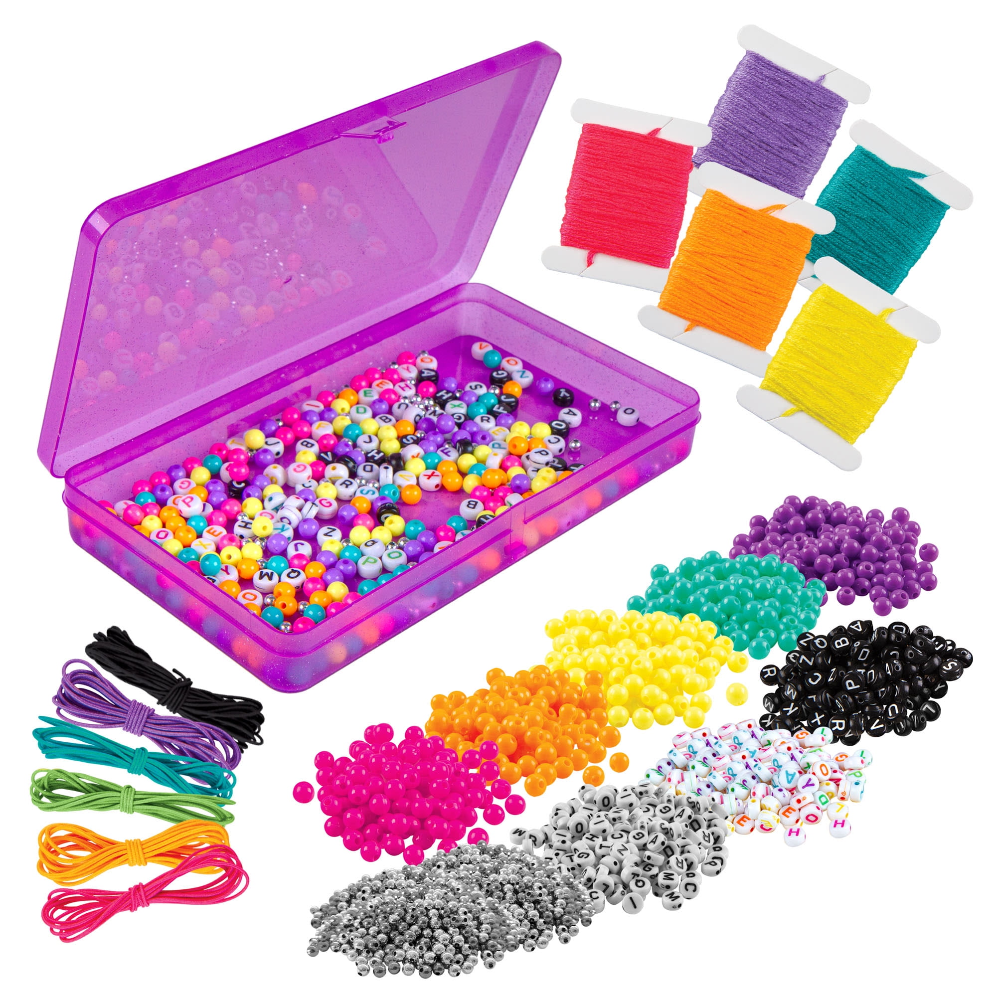 Fashion Angels: Jewelry Design Kit - Tell Your Story - Alphabet Beads, DIY Bracelet Making Set w/ Case, Design & Spell w/ 1500+ Beads, Girls-Kids 8+