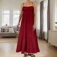 thumbnail image 2 of Vestido largo sin mangas de verano con tirantes finos y ribetes en contraste para mujer, 2 of 5