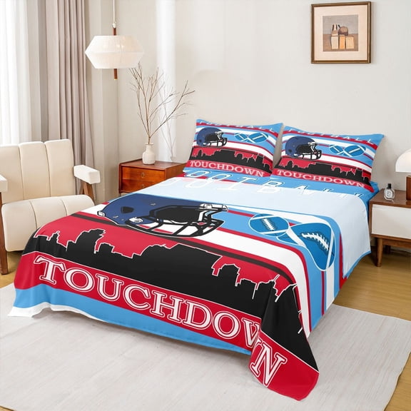 Erosebridal Sport Nashville Rugby Sheet Set Twin,Ball Game Bedding Sets Twin Size,Football Room Decorative,Breathable,3pcs