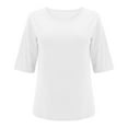 thumbnail image 4 of Long Sleeve Shirts For Women Fashionable Casual Three Quarter Sleeve T-Shirt Loose & Comfortable Polyester Spandex & Cotton Blend Suitable For Daily & Party Wear 1Pc T-Shirt Womens Shirts, 4 of 5