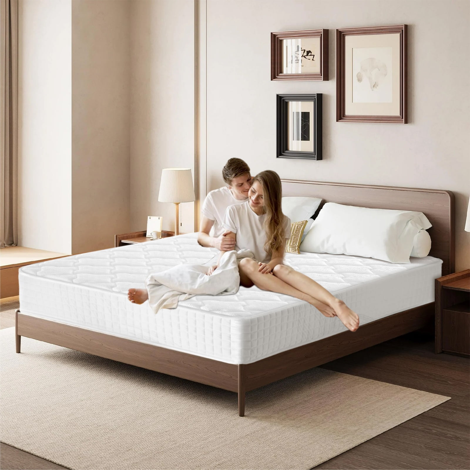 BMMB High Quality 12"Thickness Twin Hybrid Spring Memory Foam Luxury Mattress Medium Feel, US Certified Breathable Fabric Cover