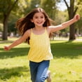 thumbnail image 6 of CCRFTGI Tank Tops for Kids Girls Size 7 Sleeveless Summer Casual Girls Fashion Yellow Plaid Cami Tanks Soft Lightweight Spaghetti Strap Crew Neck Tops Shirts Yellow 11-12 Years, 6 of 8