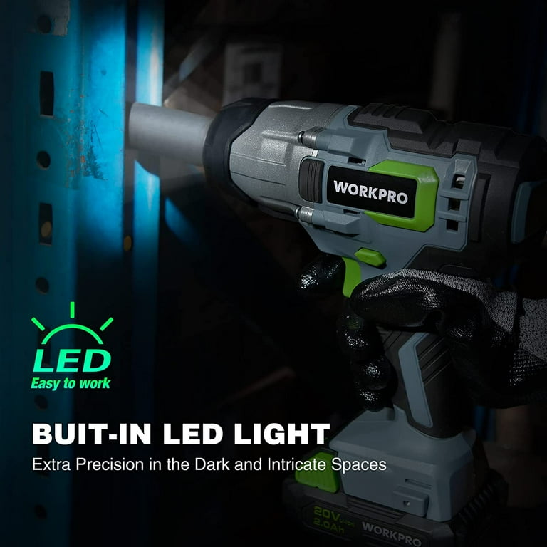 WORKPRO 20V Cordless Impact Wrench 1 2 inch 320 Ft Pounds Max