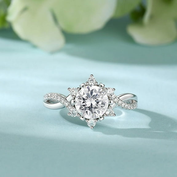 Eclet Jewels 14K White Gold Plated Ring - 1.8 Ct Round Cut Diamond Ring - Luxuries Multi-Stone Engagement Ring for Women's - Latest Engagement Diamond Ring for Women's - Her Birthday Gifts