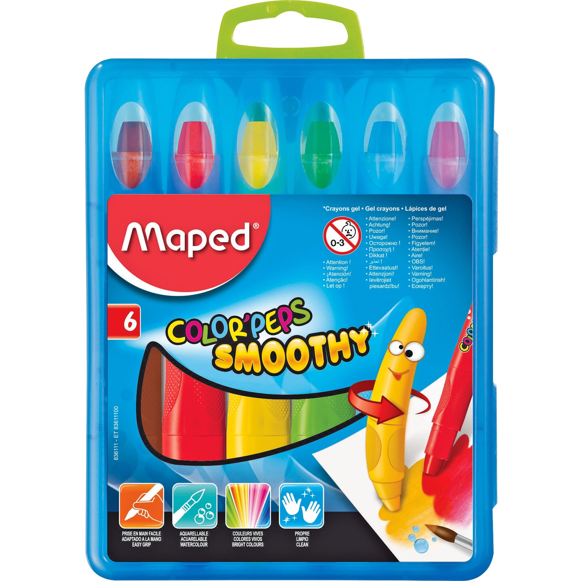 Helix, HLX836111, Duo Color'Peps Smoothy Gel Crayons Kit, 6 / Box