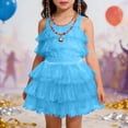 thumbnail image 2 of HNMKIU Girls Carnival Dance Tutu Skirt Ballet Performance Layered Flared Party Skirt With Satin Waistband For Recital Play Dress Up Sky Blue,10-11 Years, 2 of 4