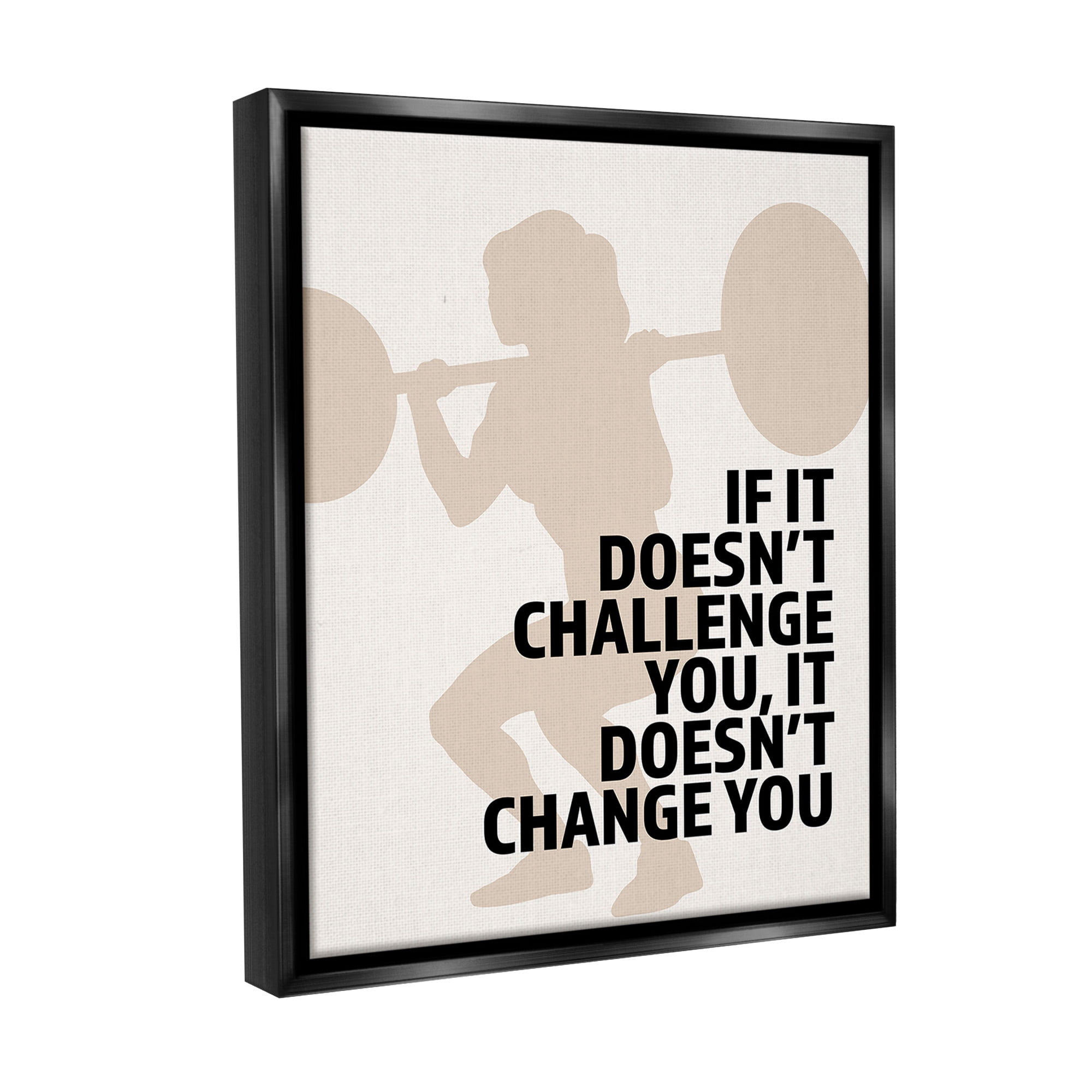 Stupell Industries Motivational Challenge Workout Inspirational Painting Black Floater Framed Canvas Art Print Wall Art, 25 x 31