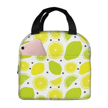 Insulated Lunch Bag for Women Men - yellow green Lemon Leakproof Cooler Lunch Box for Women Men  Lunch Tote Bags for Work School Picnic Travel