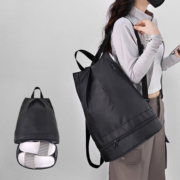 Waterproof Multi-Layer Sports Backpack | Wet Dry Separation, Shoe Compartment, Lightweight Polyester, 16" Beach Swim Gym Travel Bag | Pink, Adjustable Straps, Durable Storage