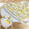 thumbnail image 3 of Lemon and Slice White Pattern Round Fitted Tablecloth with Elastic Edge, Waterproof Dining Table Cover for Indoor Outdoor Camping and Daily Use, 3 of 3