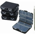 thumbnail image 1 of Caja organizadora de 4 piezas para aparejos de pesca, con múltiples compartimentos, de plástico, para transportar anzuelos, cebos y kayak., 1 of 6