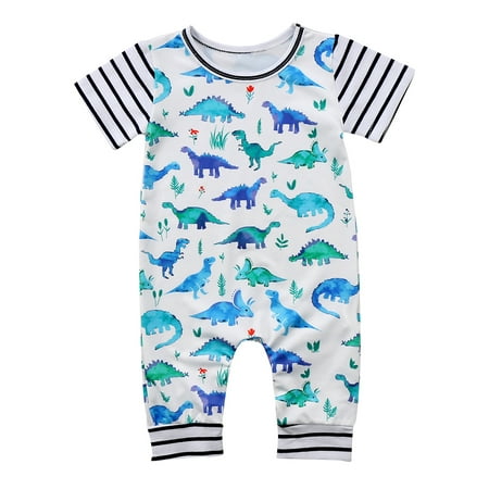 

Summer Newborn Baby Boy Dinosaur Romper Jumpsuit Bodysuit Clothes Outfits 0-24M