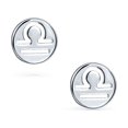 thumbnail image 2 of Bling Jewelry Womens Tiny Simple Round Astrology Libra Horoscope Zodiac Stud Earrings Sterling Silver, 2 of 5