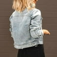 thumbnail image 4 of Vedolay Tops Women Oversized Denim Jacket Casual Long Sleeve Button Down Coat,A S, 4 of 5