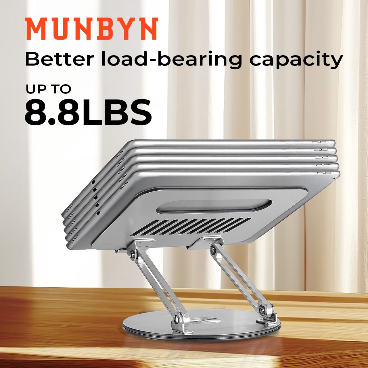 MUNBYN Laptop Stand for Desk - 360° Rotating,Foldable & Portable Computer Stand, for 11-15.6" Laptops