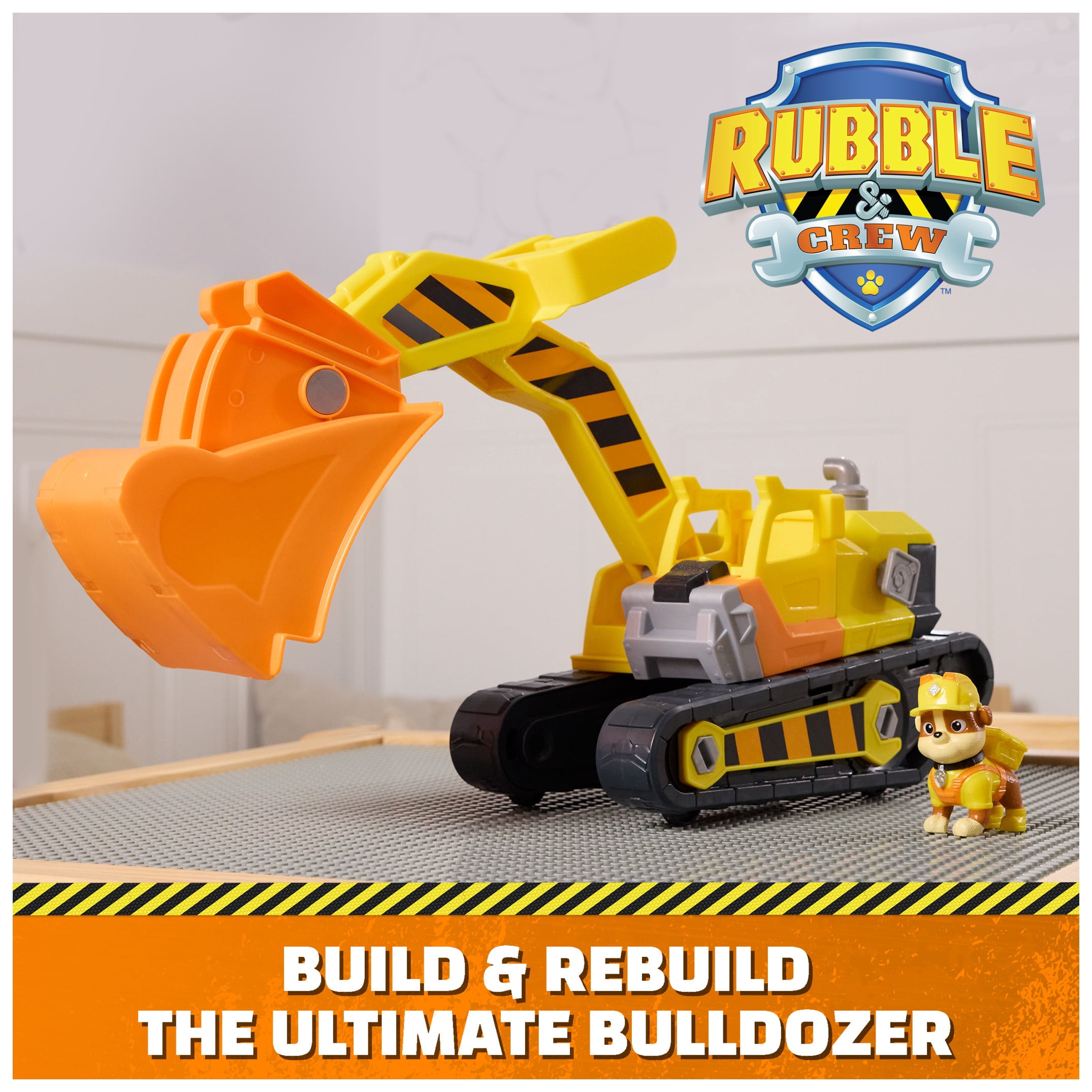 PAW Patrol, Rubble & Crew, Rubble's Ultimate Tool Bulldozer with Rubble & Detachable Tools, for Kids 3 and up