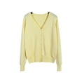 thumbnail image 1 of Capreze Ladies Cardigan Sweater V Neck Coat Long Sleeve Outwear Knitwear Jacket Solid Color Beige 4XL, 1 of 2