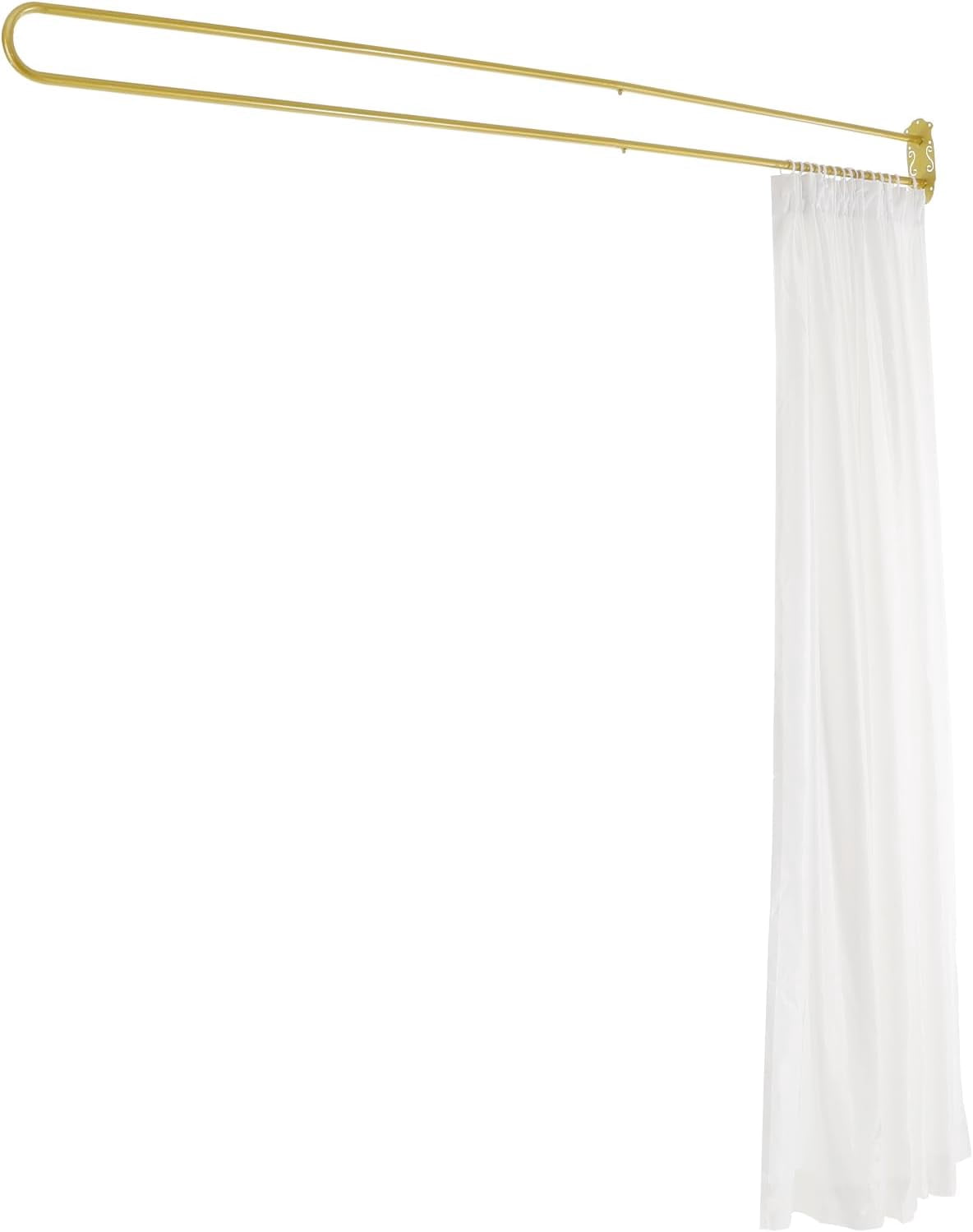 Privacy Partition Curtain Wall Mounted Room Divider with U-Shape Rod 7.5ft Wide & 7.22ft Height Curtain Drapes Separator Partition Screen Panel for Bedroom (White)