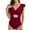Wine, variant on Itsame Womens One-Piece Swimsuit, Fashion Ruffle Solid Color Hollow Bathing Suit Pink S-XXL