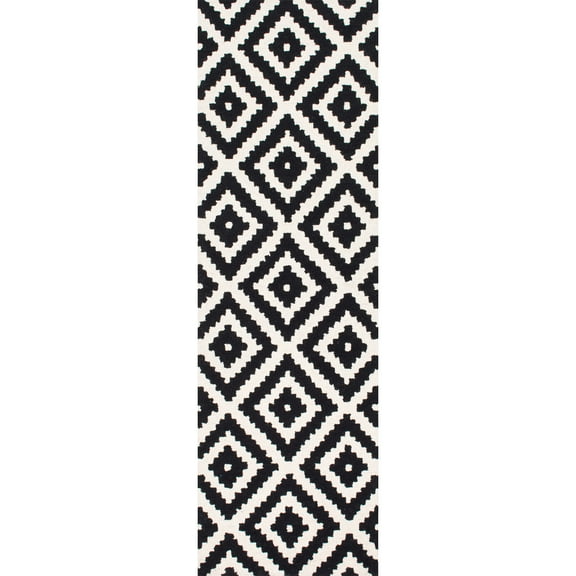 nuLOOM Kellee Contemporary Wool Runner Rug, 2' 6" x 8', Black
