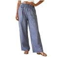 thumbnail image 6 of larppty Womens Striped Gingham Pants 2026 Checkered Casual Pants Cute Comfy Bottoms with Pockets Plaid Outfits（Blue， XL）, 6 of 9