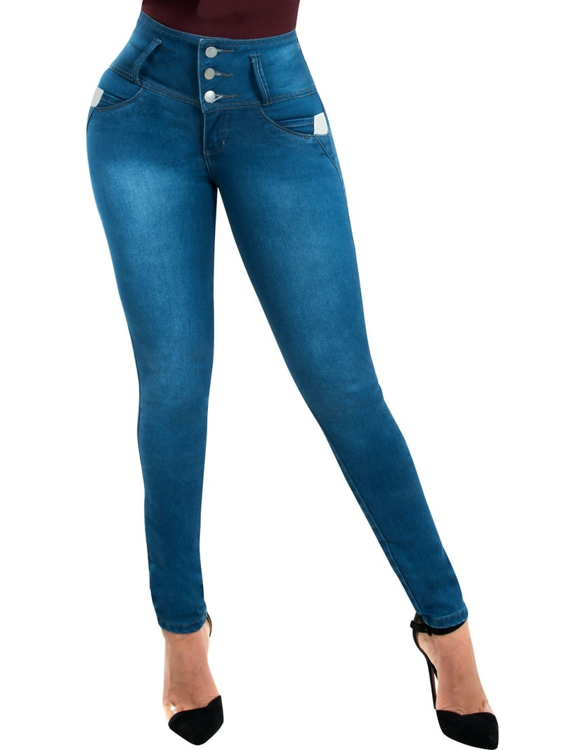 Butt Lifter Women Skinny Jeans High Waist Push Up Authenthic Cola Pantalones Colombianos Blue 510BB by Fiorella Shapewear - Walmart.com
