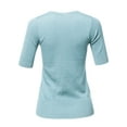 thumbnail image 3 of A2Y Women's Basic Casual Colorful 1/2 Sleeve Knit Pullover Sweator Top Lightblue XL, 3 of 6