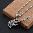 thumbnail image 2 of GKNET Mens Gothic Punk Silver Skull / Cross / Star of David Pendant Necklace Chain 24"-Style 4- Skull Guitar, 2 of 6