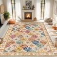 thumbnail image 5 of MJIAexp 9'x12' Moroccan Area Rug Washable Bedroom Rug Vintage Boho Area Rug Non-Slip Accent Throw Rug Stain Resistant Floor Carpet for Kitchen Entryway Living Room Office Boho Multi-color, 5 of 13