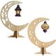 thumbnail image 1 of 2 Pieces Ramadan Eid Mubarak Ornaments Wooden Moon Star Light Tabletop Ornament Ramadan Hanging Pendant, 1 of 3