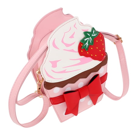 OUNONA Strawberry Crossbody Bag PU Multi Cute Bow Accent for Home Use