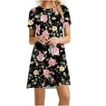 thumbnail image 1 of SMihono Robe Maxi Bohème d'Été pour Femmes Grande Taille Mode Féminine Col Rond Manches Courtes Imprimée Robe de Plage, 1 of 4