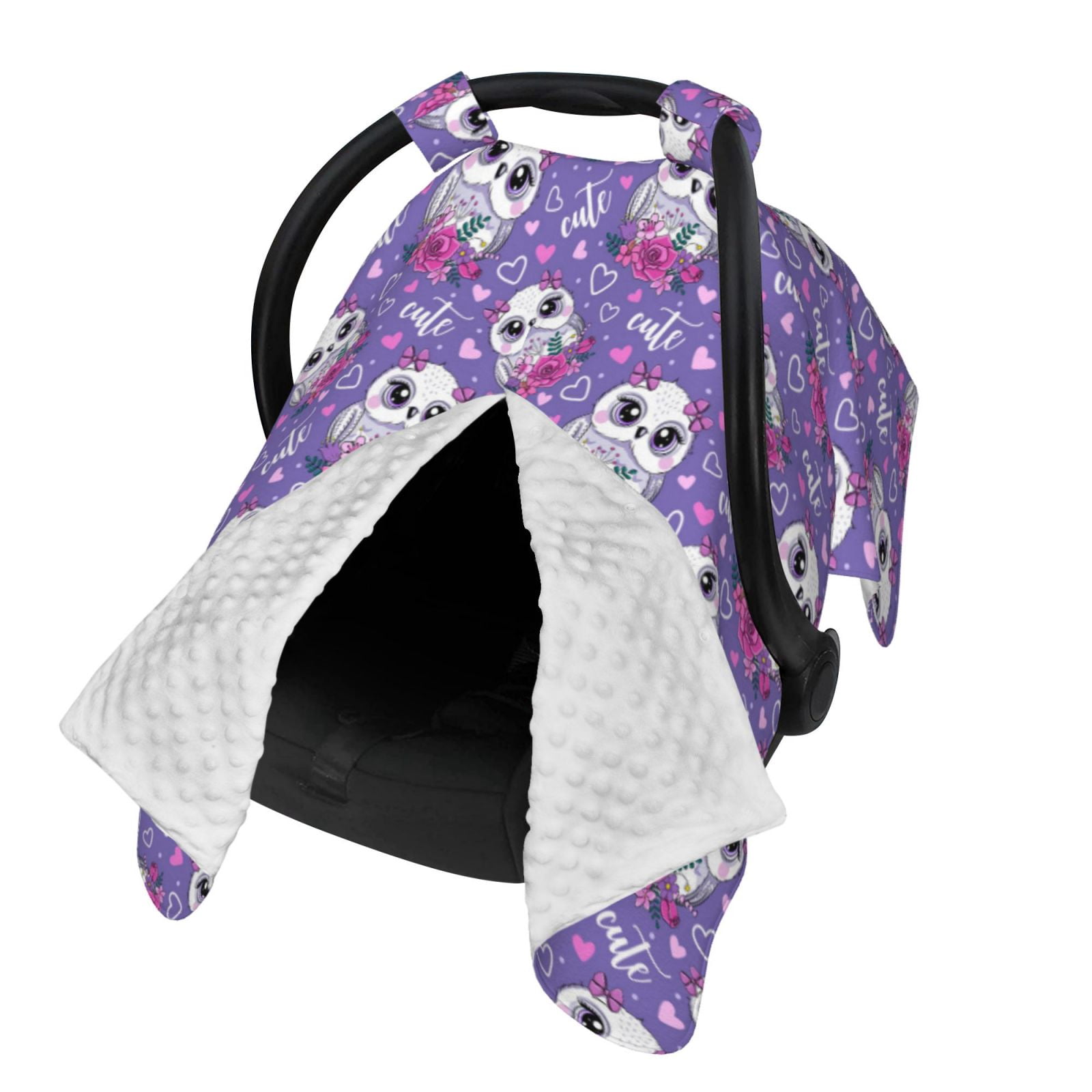 Naloa Owl And Flowers Baby Car Seat Cover, Breathable Baby Carrier Cover, Multiuse Baby Carrier Cover & Nursing Breastfeeding Cover