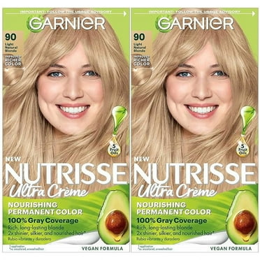 Garnier Hair Color Nutrisse Nourishing Creme, 90 Light Natural Blonde (Macadamia) Permanent Hair Dye, 2 Count (Packaging May Vary)