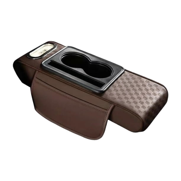 Cojín reposabrazos para coche, funda para consola central con caja para pañuelos y soporte para teléfono ergonómico Marrón
