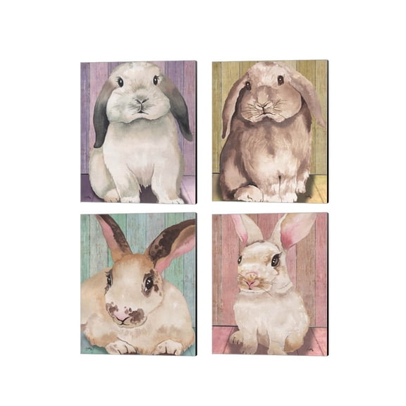 Great Art Now Bunny by Elizabeth Medley 4 Piece Canvas Art Set Each 12W x 15H