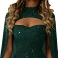 thumbnail image 5 of Wo-Fusoul Robe pour Femmes Sans Manches Col Rond Couleur Unie Cape Courte, Décontractée Confortable, Vert, Taille g, 5 of 5