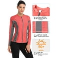 thumbnail image 6 of Attraco Women Long Sleeve Zipper Rash Guard Color Block Swimwear UPF 50+ Sun Protection Running Shirt, 6 of 7