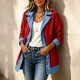thumbnail image 5 of Feancey Lightweight Blazer Jackets for Women Denim Patchwork Collared Suit Jacket Single Breasted Open Front Blazers Business Casual Office Jackets Red M, 5 of 8