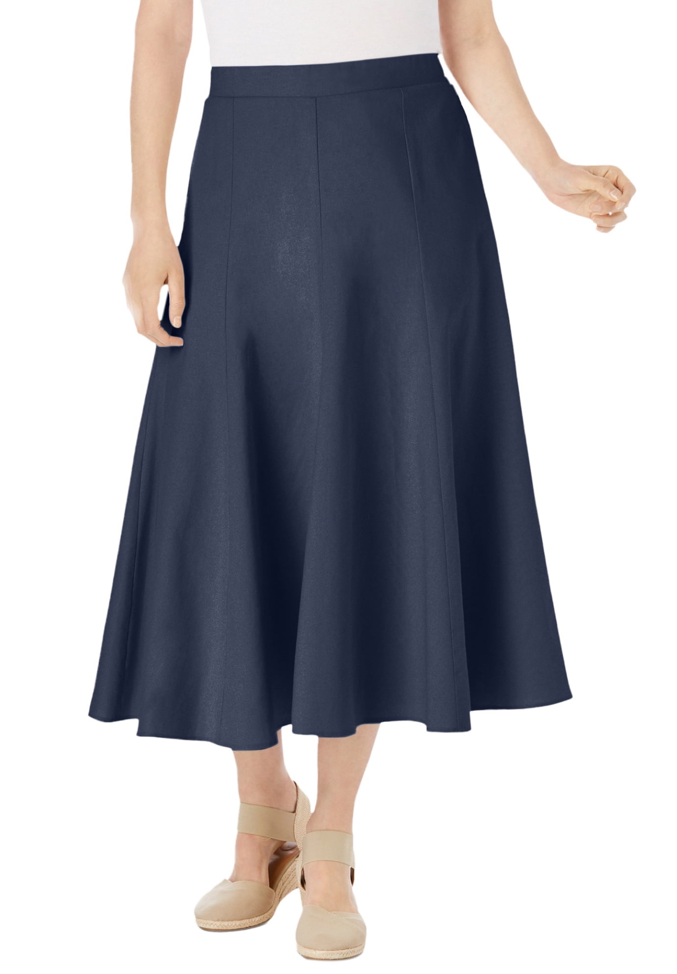 Woman Within Women's Plus Size Print Linen-Blend Skirt Skirt - Walmart.com