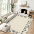 thumbnail image 2 of Geetinfly 10inx13in Solid Floral Area Rugs Modern Bordered Washable Rugs SoFT Area Rugs Ultra Thin Accent Carpet Non Slip Low Pile Rug for Living Room Bedroom Home Office Decor Beige, 2 of 9