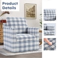 thumbnail image 3 of Bonzy Home 360° Swivel Accent Chair Set of 2, Modern Upholstered Armchair with Thick Cushion, Swivel Square Single Sofa Chair for Living Room Bedroom Study Balcony, Blue Plaid, 3 of 8