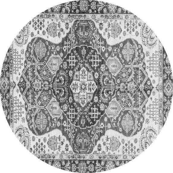 Ahgly Company Indoor Round Abstract Gray Modern Area Rugs, 6' Round