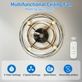 thumbnail image 5 of Dextrus 20'' Farmhouse Ceiling Fan with Lights Remote Control, Industrial Indoor/Outdoor Ceiling Fan Lighting with Reversible Motor, Flush Mount Ceiling Fan Lights, Cage Ceiling Fan, 6 Speed, Timing, 5 of 11