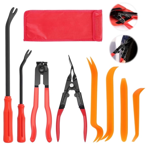 8Pcs Auto Trim Removal Tool Kit Car Clip Pry Tool with Storage Bag Trim Rivet Puller Pliers Kit for Automotive Door Panel Upholstery