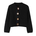 thumbnail image 2 of TGSLY Fall Button Down Sweater for Women Warm Soft Crew Neck Long Sleeve Chunky Knit Cropped Cardigan Loose Casual Solid Color Coat with Pockets M, 2 of 8