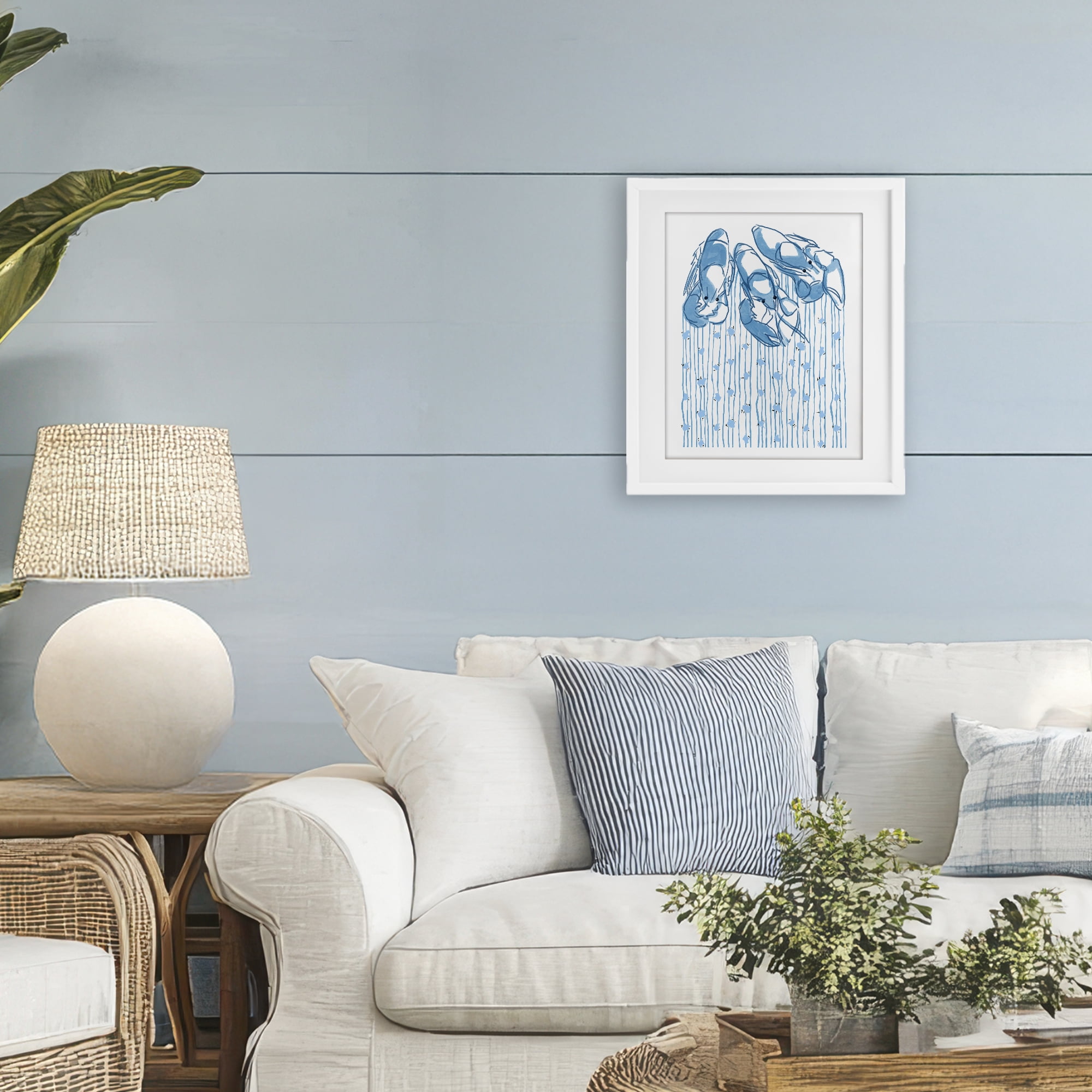 Stupell Industries Lobster Trio with Strings White Framed Print Under Glass, design by Melissa Tilley