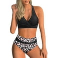 thumbnail image 1 of LAICAIW Womens Two Piece Swimsuits Wrap Front Bikini High Waisted Bottom Tummy Control Bathing Suits Vintage Print Swimwear, 1 of 7